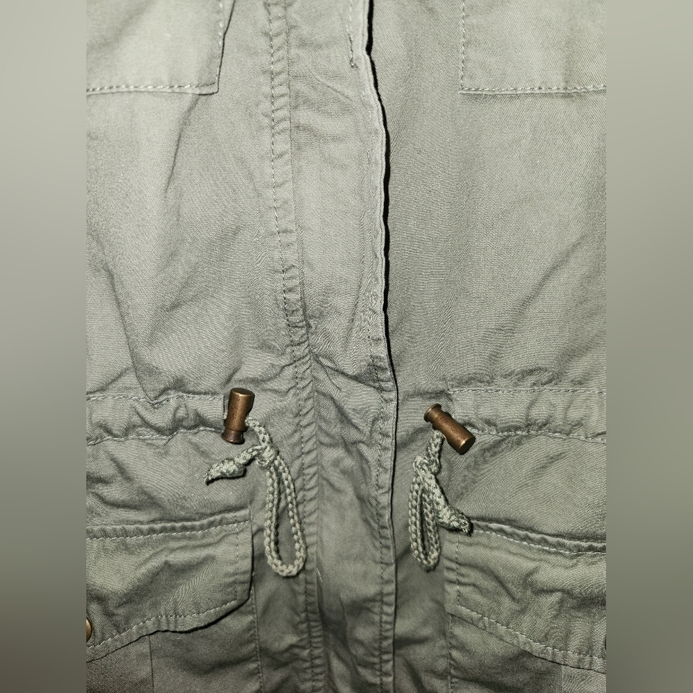 RUE21 Army Green Utility Vest Cinch Waist Cargo Military Style Jacket L - Picture 5 of 12